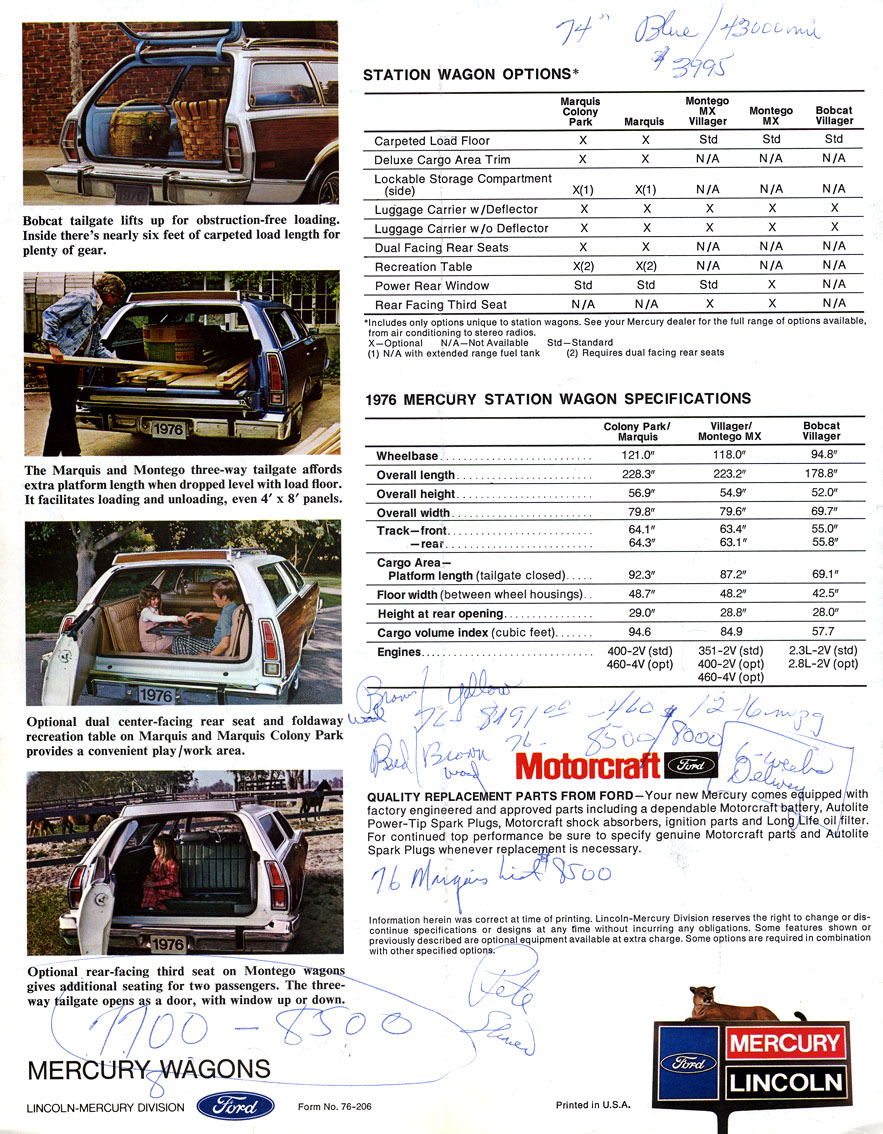 1976 Mercury Wagons Brochure Page 5